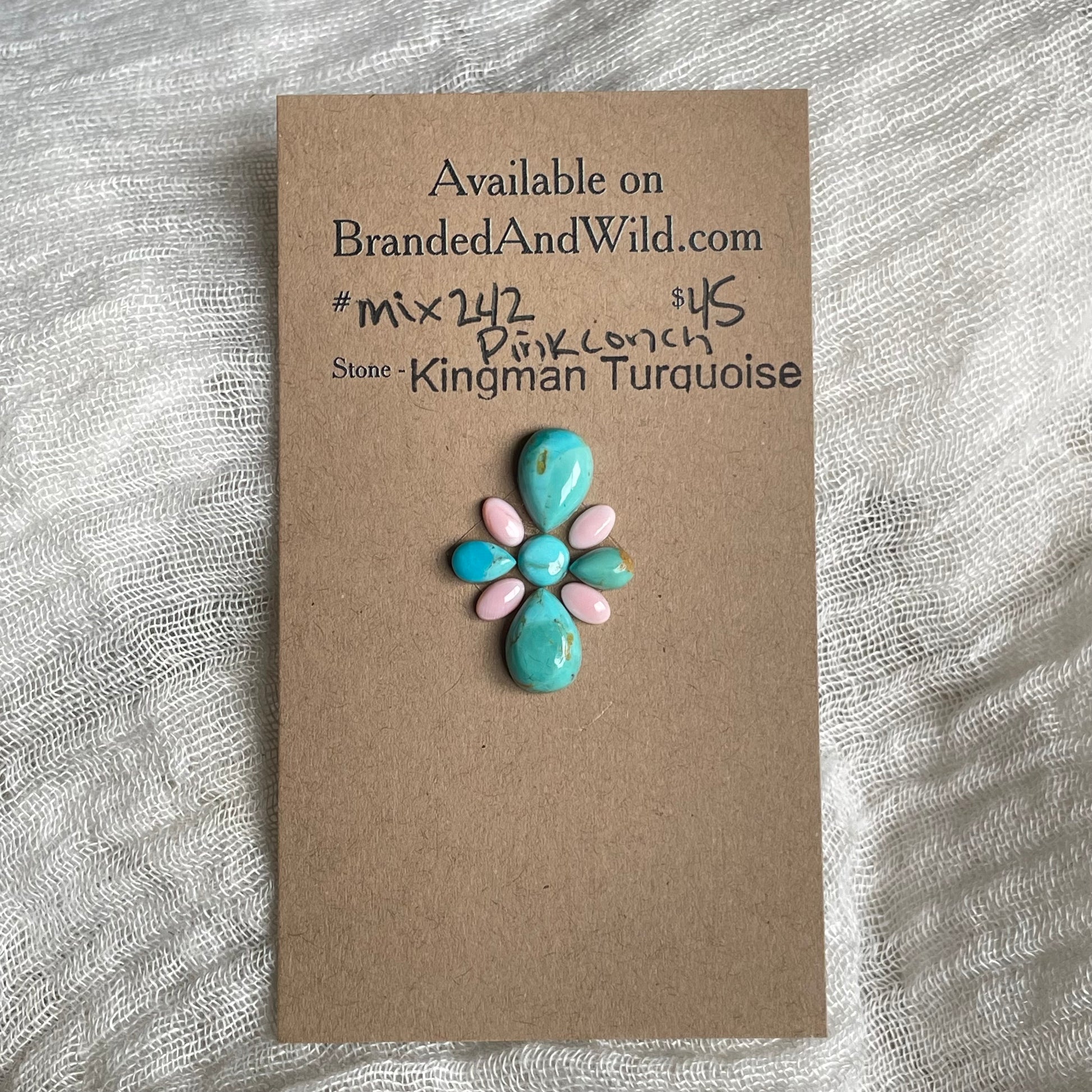 Kingman Turquoise / Pink Conch Cabochon - Mix242 9BE8D943-2E56-47E2-98E2-07D49FA55914 Brandedandwild.com