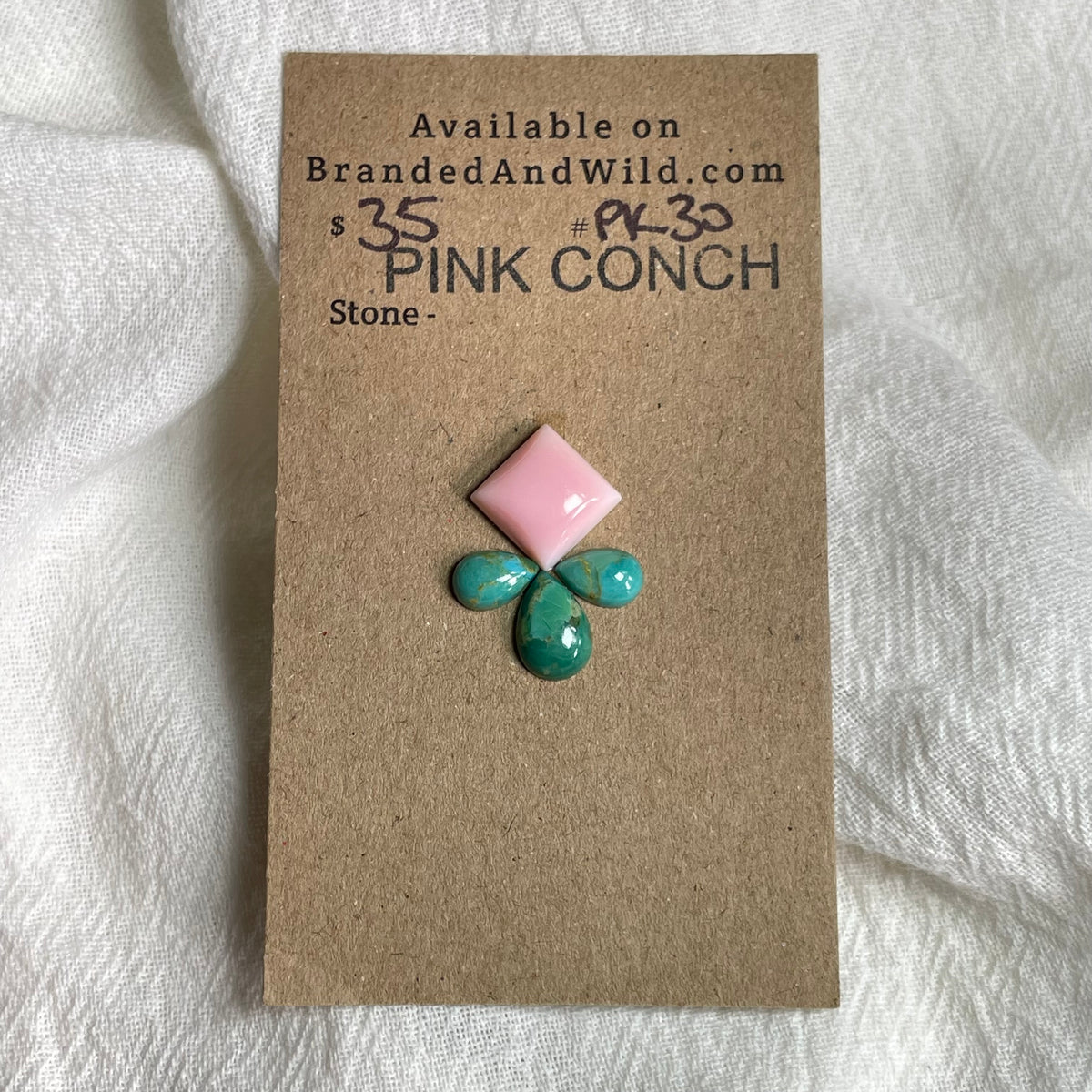 Pink Conch / Kingman Turquoise Cabochon - PK30