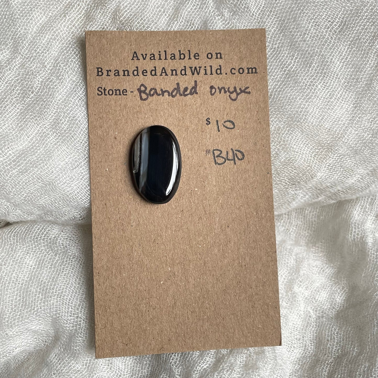 Black Onyx - Cabochon - B40 9C55850B-AF24-4B0D-9473-9C70F72E6403 Brandedandwild.com
