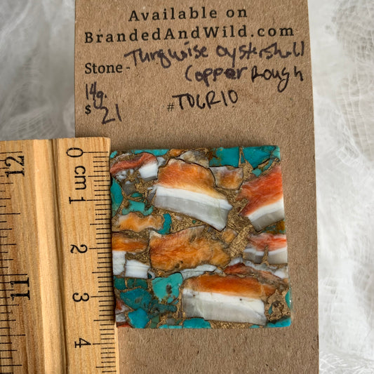 Turquoise Oyster Shell Copper Rough cabochon TOCR10