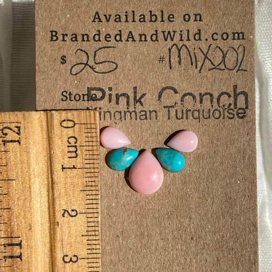 Pink Conch / Kingman Turquoise Cabochon - MIX202 9E8688A2-9F2E-41EE-B37A-2A3235882B9C Brandedandwild.com