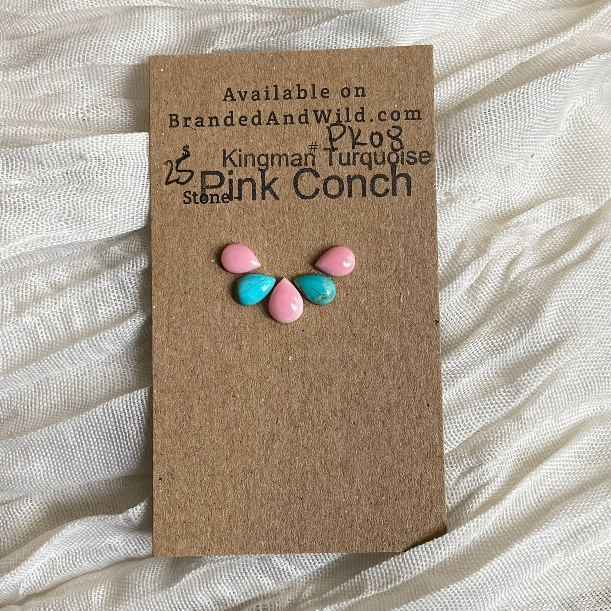 Pink Conch / Kingman Turquoise Cabochon - PK08 9EE200E6-2B62-4E69-BEE5-4F1DF0D98B57 Brandedandwild.com