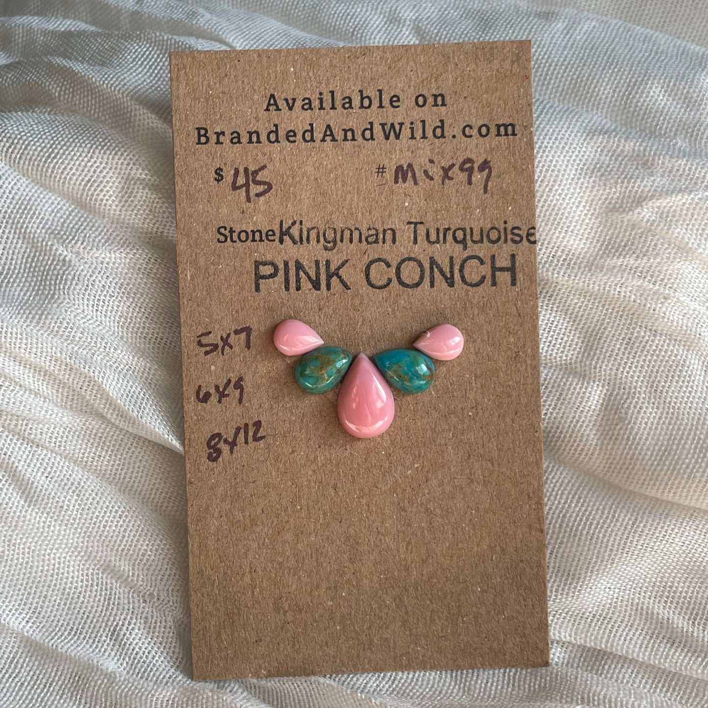 Kingman / Pink Conch Cabochon - MIX99 9FCFF3C0-56E0-43E1-BB87-62526C951ACE Brandedandwild.com