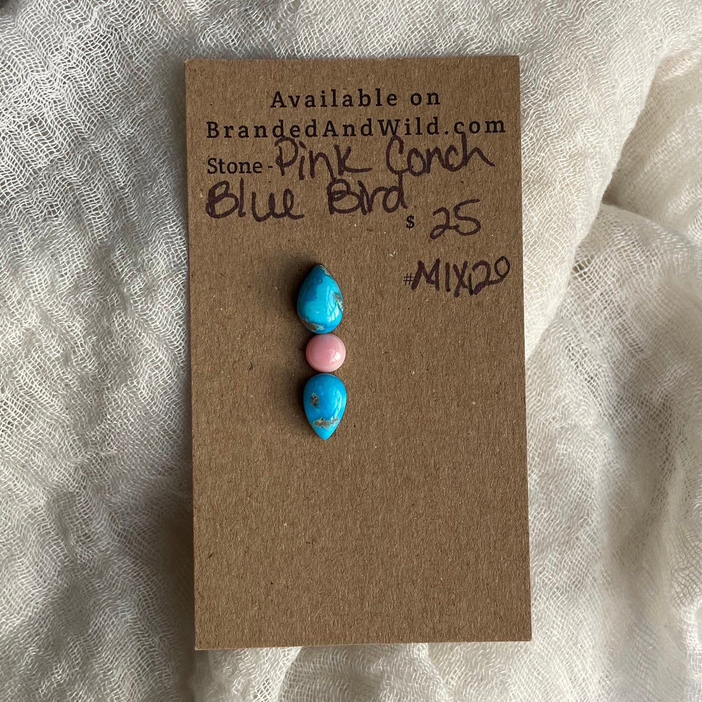 Blue Bird /  Pink Conch Cabochon - MIX120