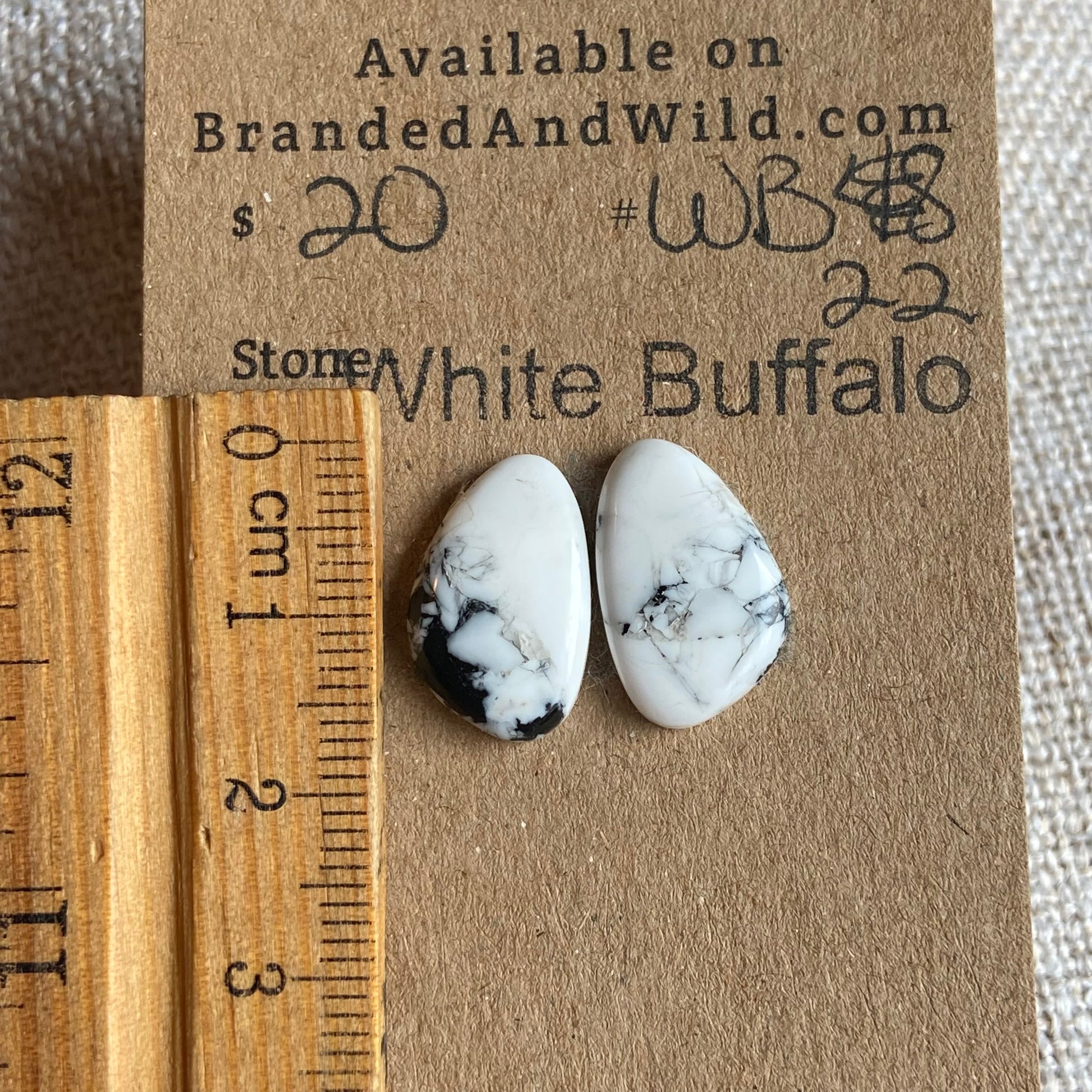 White Buffalo Cabochon - WB22 A0426BAD-F4C6-4D8B-9841-78C6C24BF6EA Brandedandwild.com