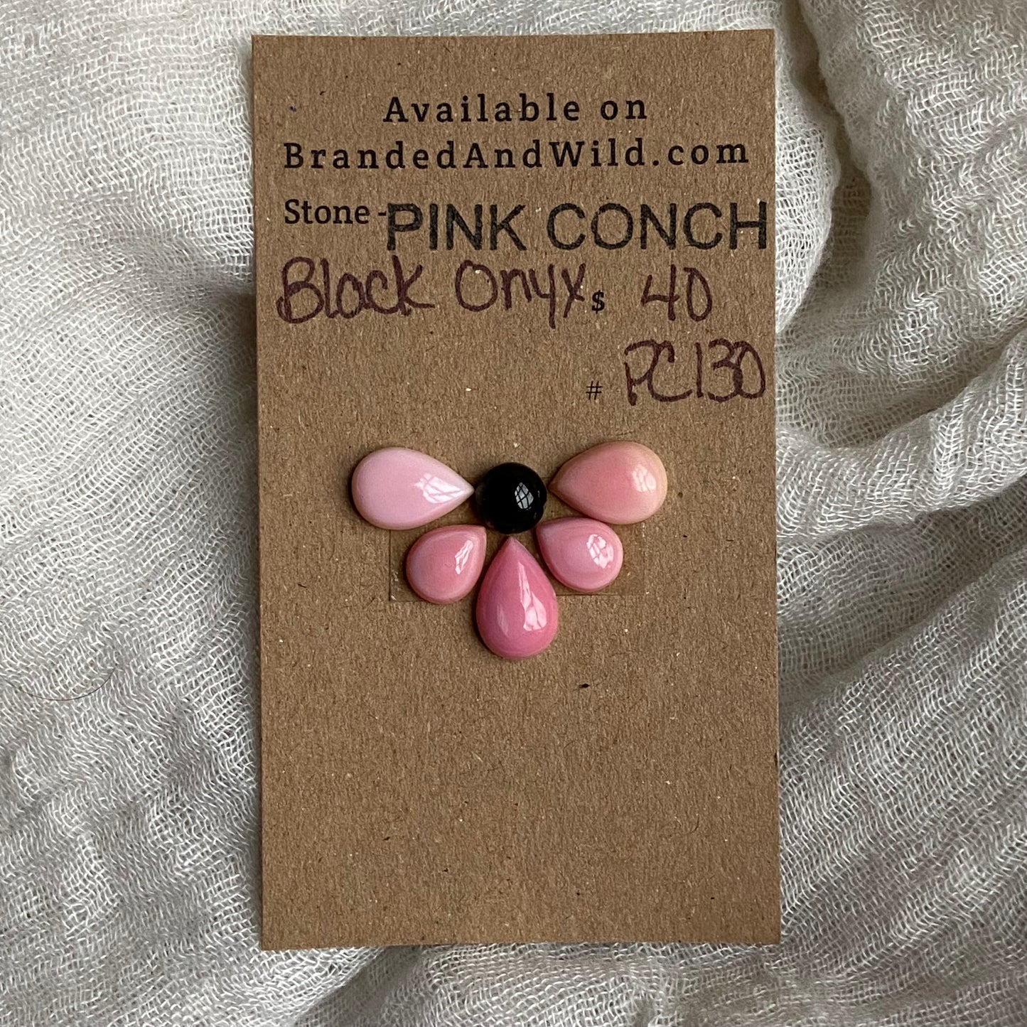 Black Onyx/Pink Conch Cabochon - Mix130