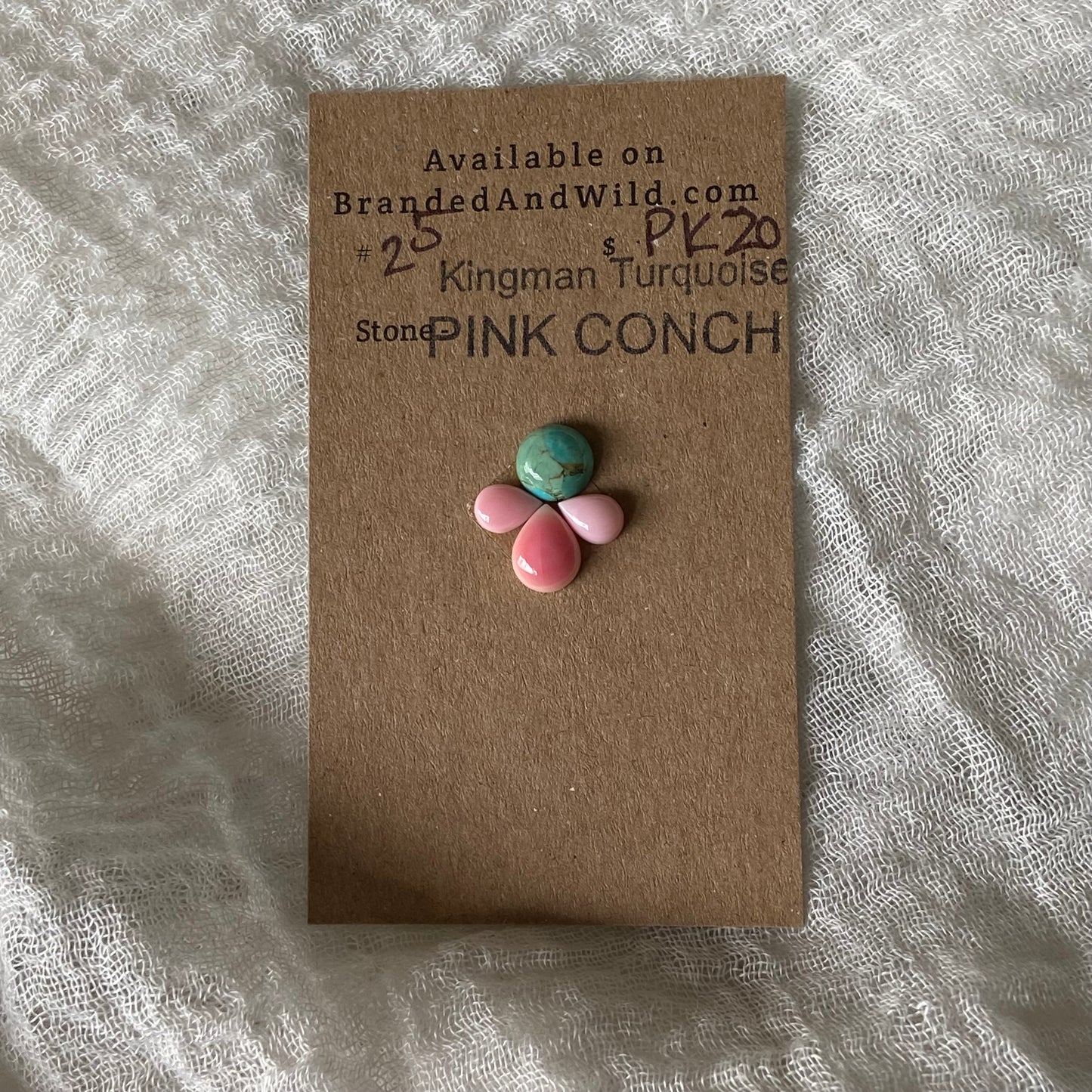 Pink Conch / Kingman Turquoise Cabochon - PT20