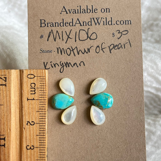 Mother of Pearl / Kingman Cabochon - Mix106 A14F55D4-FF3A-4158-80CE-589D94815CD8 Brandedandwild.com