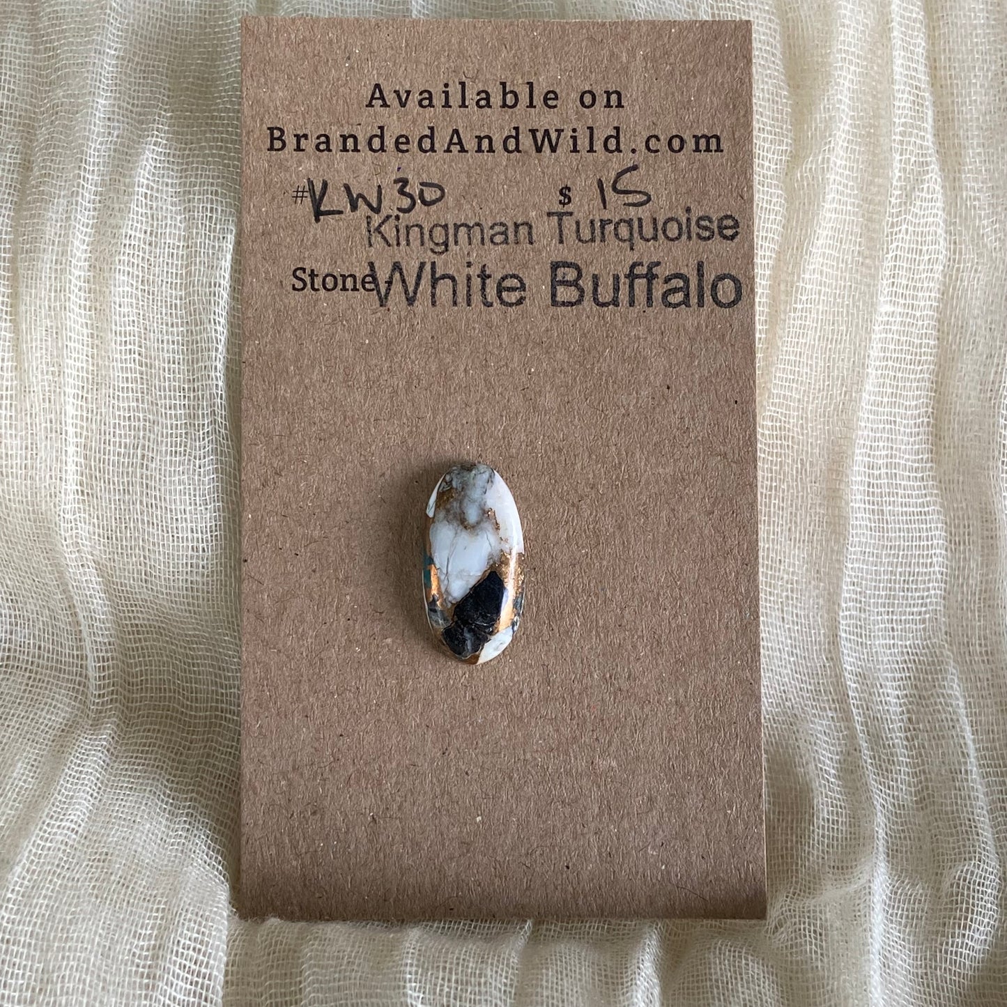 Kingman Turquoise, White Buffalo, Copper Cabochon - KW30
