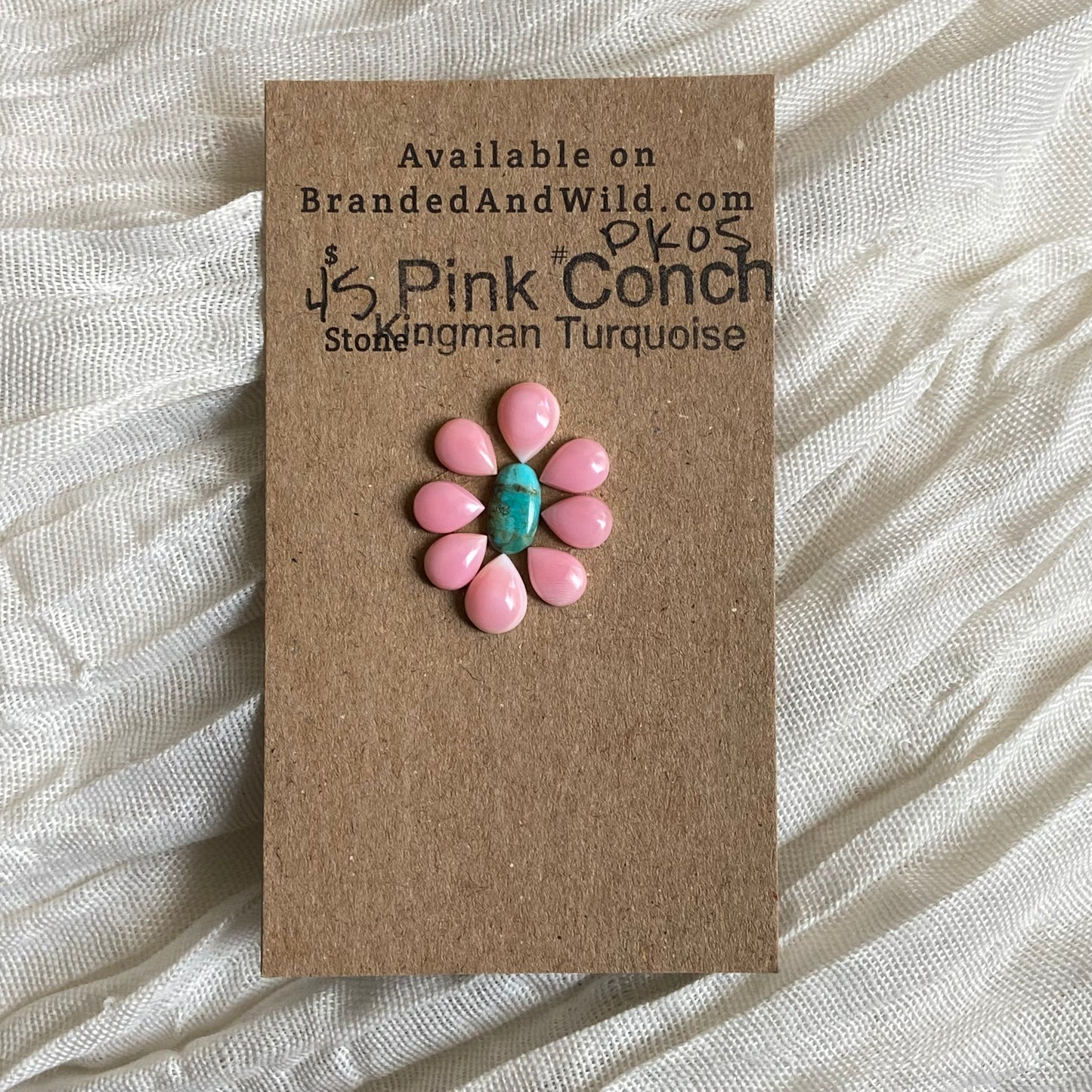 Pink Conch / Kingman Turquoise Cabochon - PK05 A18065D5-9281-4609-B9B5-E0AC0EA380DC Brandedandwild.com