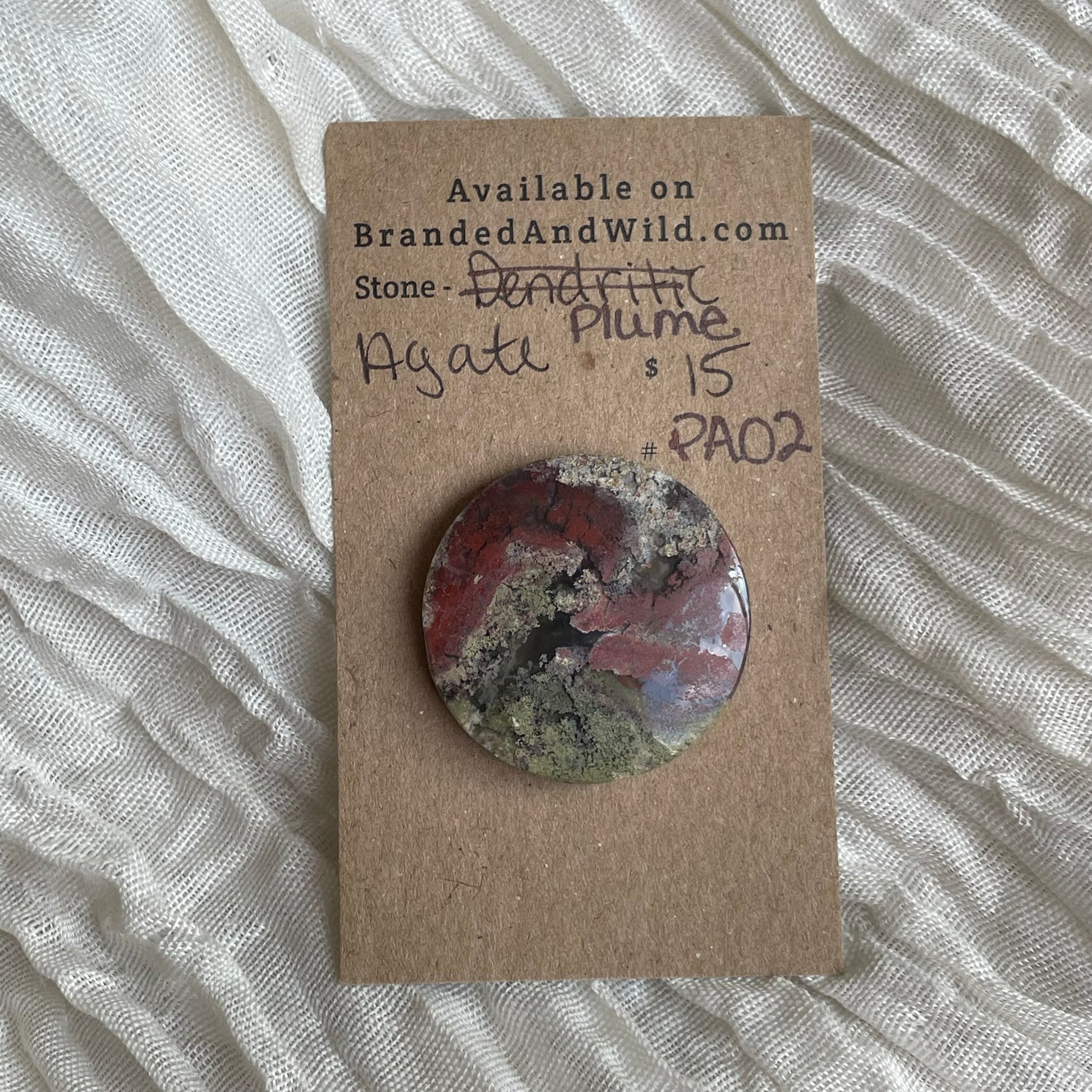 Plume Agate Cabochon - PA02 A18C8434-08E3-4284-AEFA-BB65F4EC2A38 Brandedandwild.com