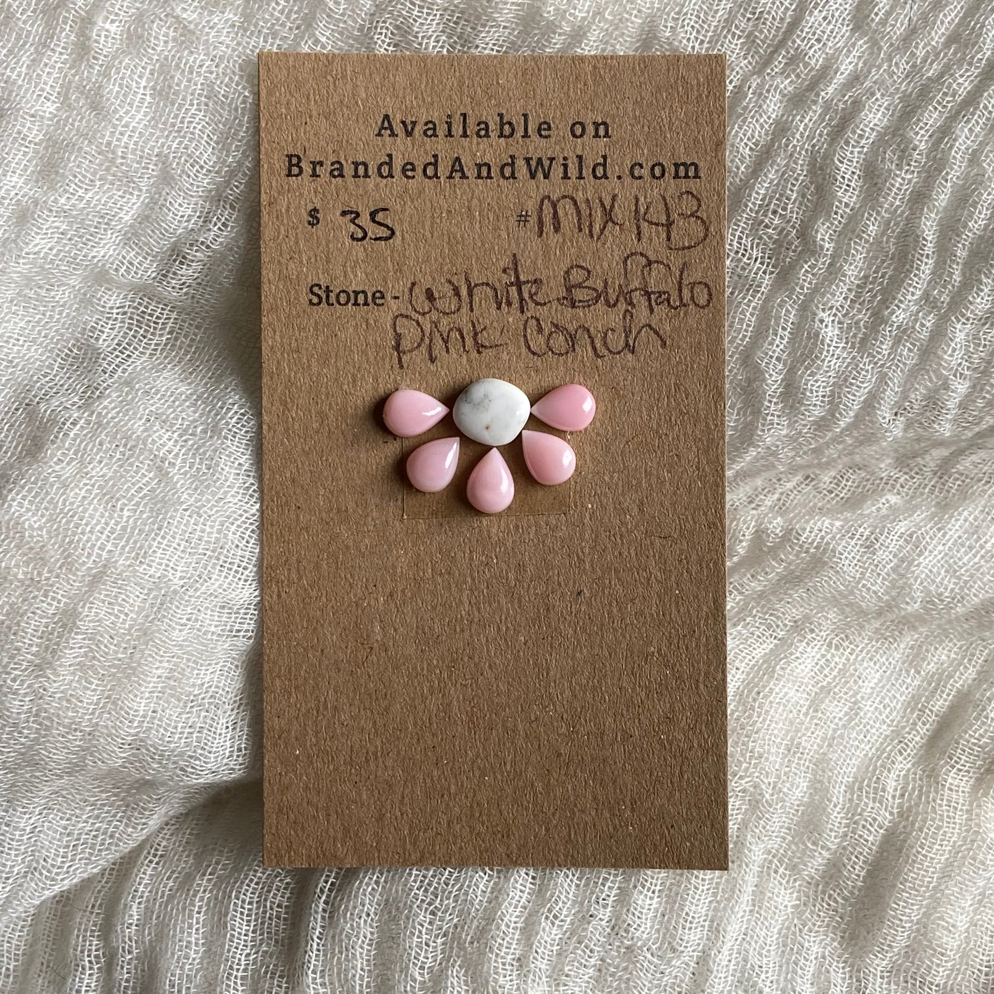 Pink Conch / White Buffalo Cabochon - MIX143 A271A252-166E-43A1-BAB6-581BC097A437 Brandedandwild.com