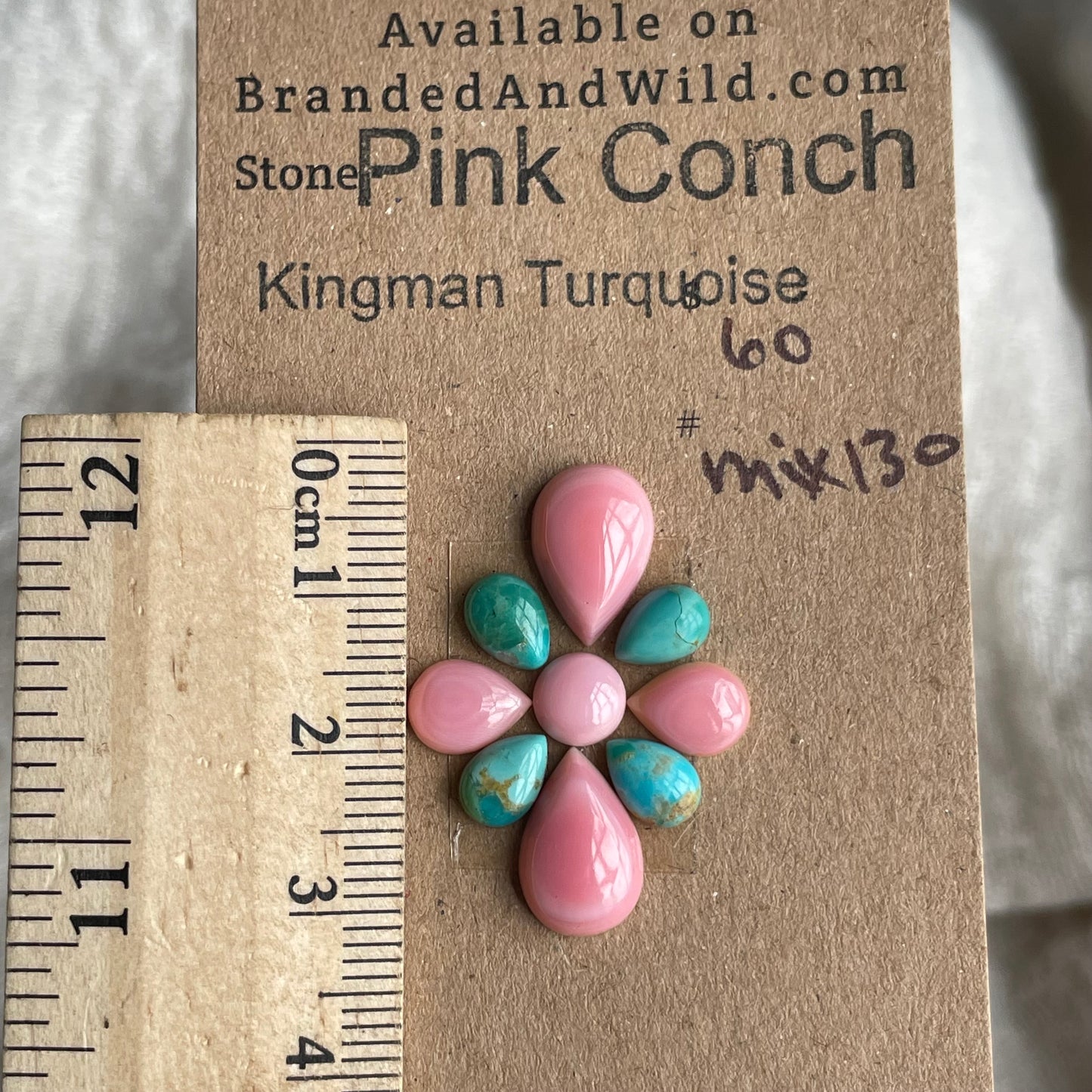 Turquoise / Pink Conch Cabochon - MIX130 A2929ED5-BF14-417D-9F5C-3A1E4B5BA50C Brandedandwild.com