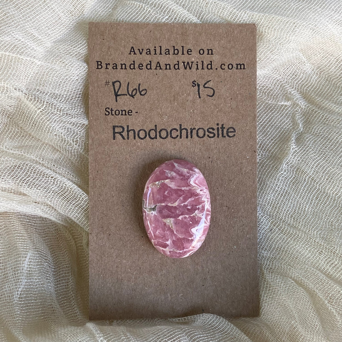 Rhodochrosite Cabochon - R66 A298F86A-7F94-4534-BE6D-FA8BBB89A96E Brandedandwild.com