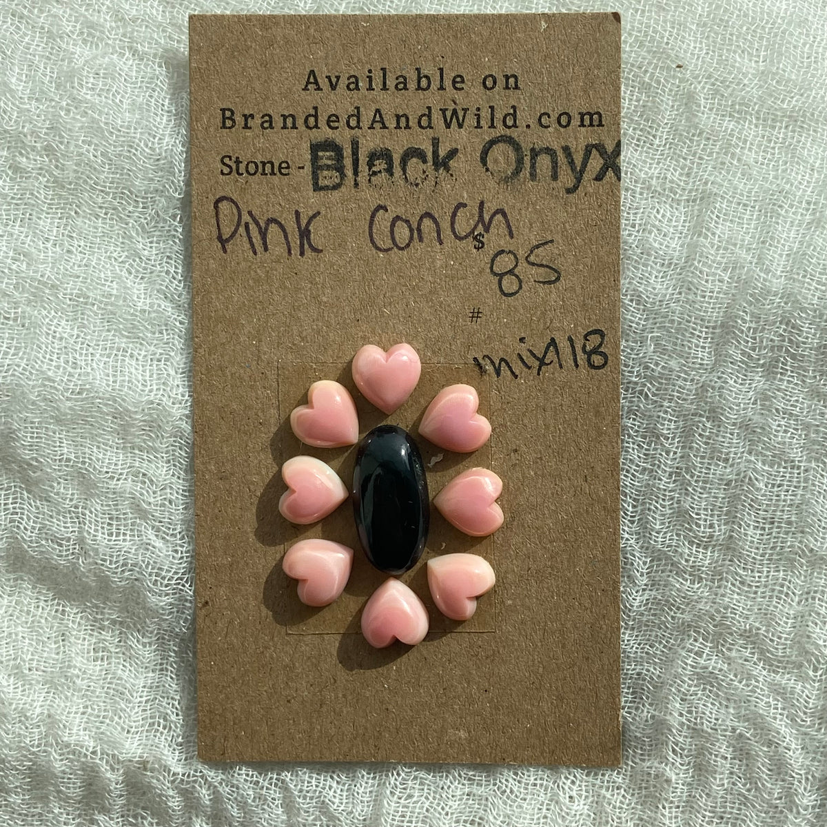 Black Onyx /  Pink Conch Cabochon - Mix118