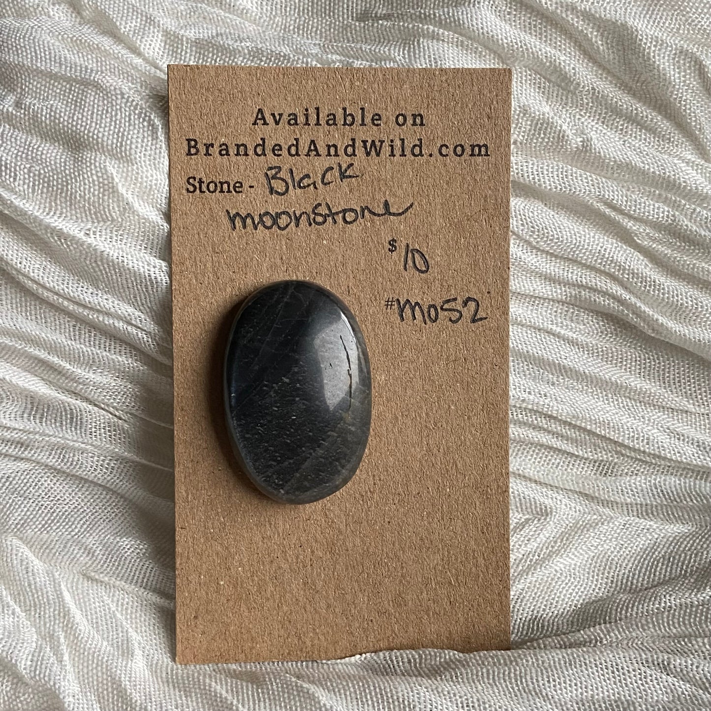 Black Moonstone Cabochon - M052 A45888B0-7519-41CD-8ED7-D4AFD72E3BF0 Brandedandwild.com