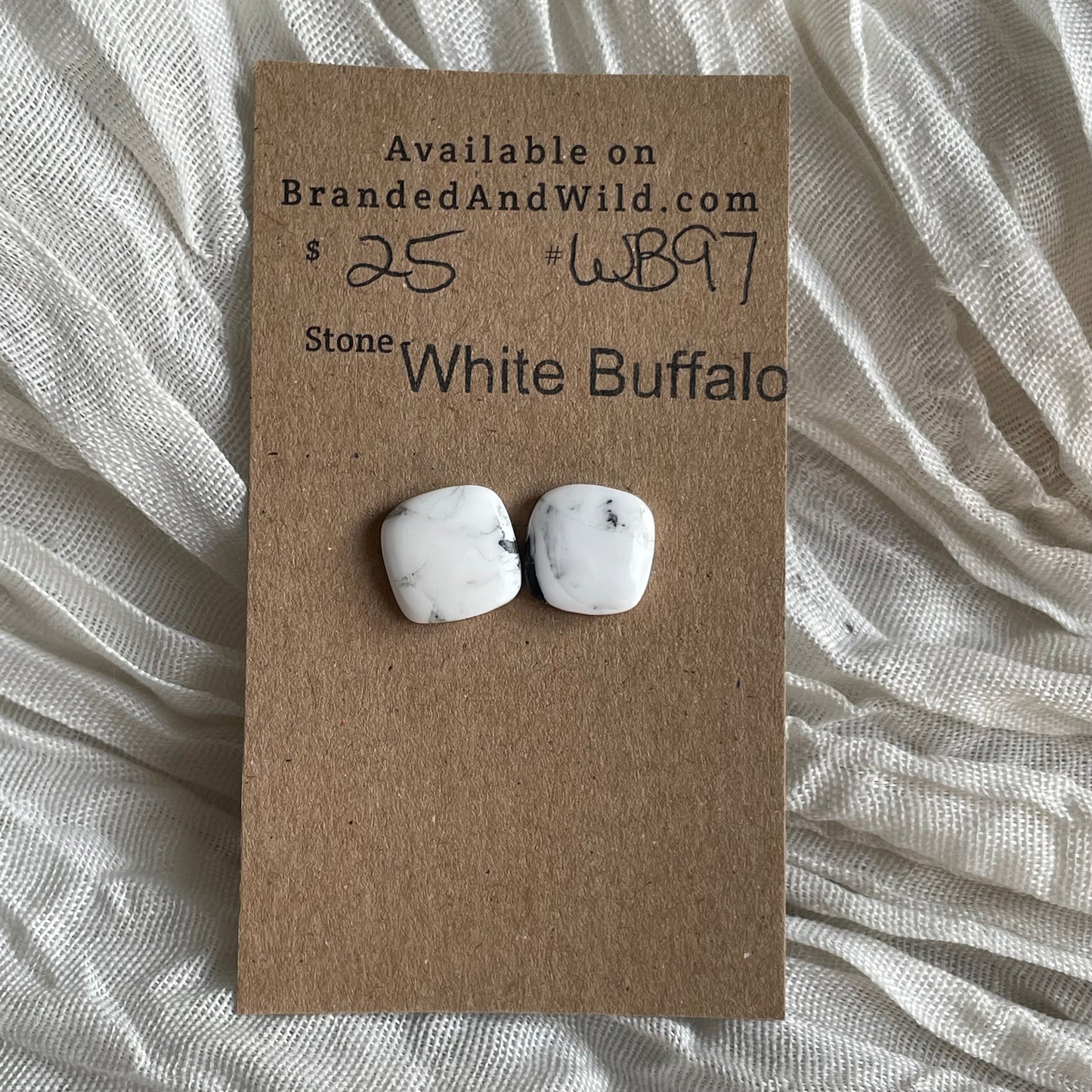 White Buffalo Cabochon - WB97 A46F0124-EE16-4864-A6AC-A30F0ACA0ED0 Brandedandwild.com