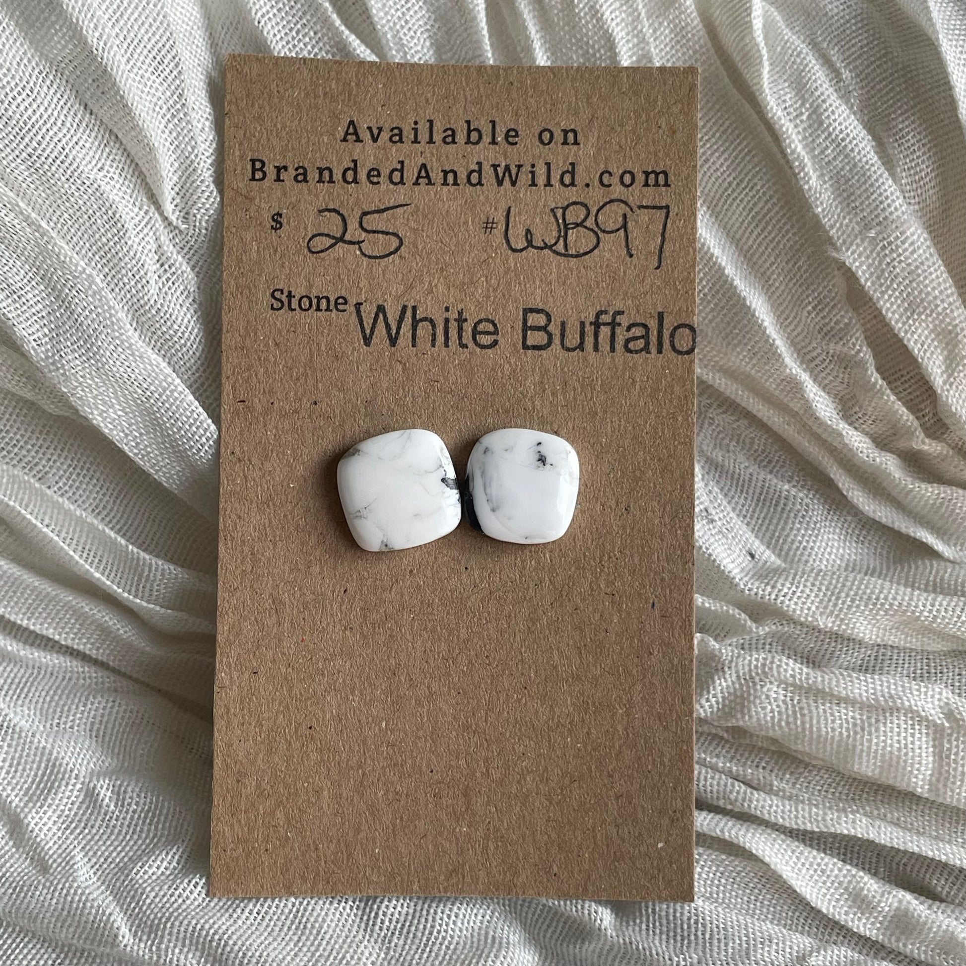 White Buffalo Cabochon - WB97 A46F0124-EE16-4864-A6AC-A30F0ACA0ED0 Brandedandwild.com