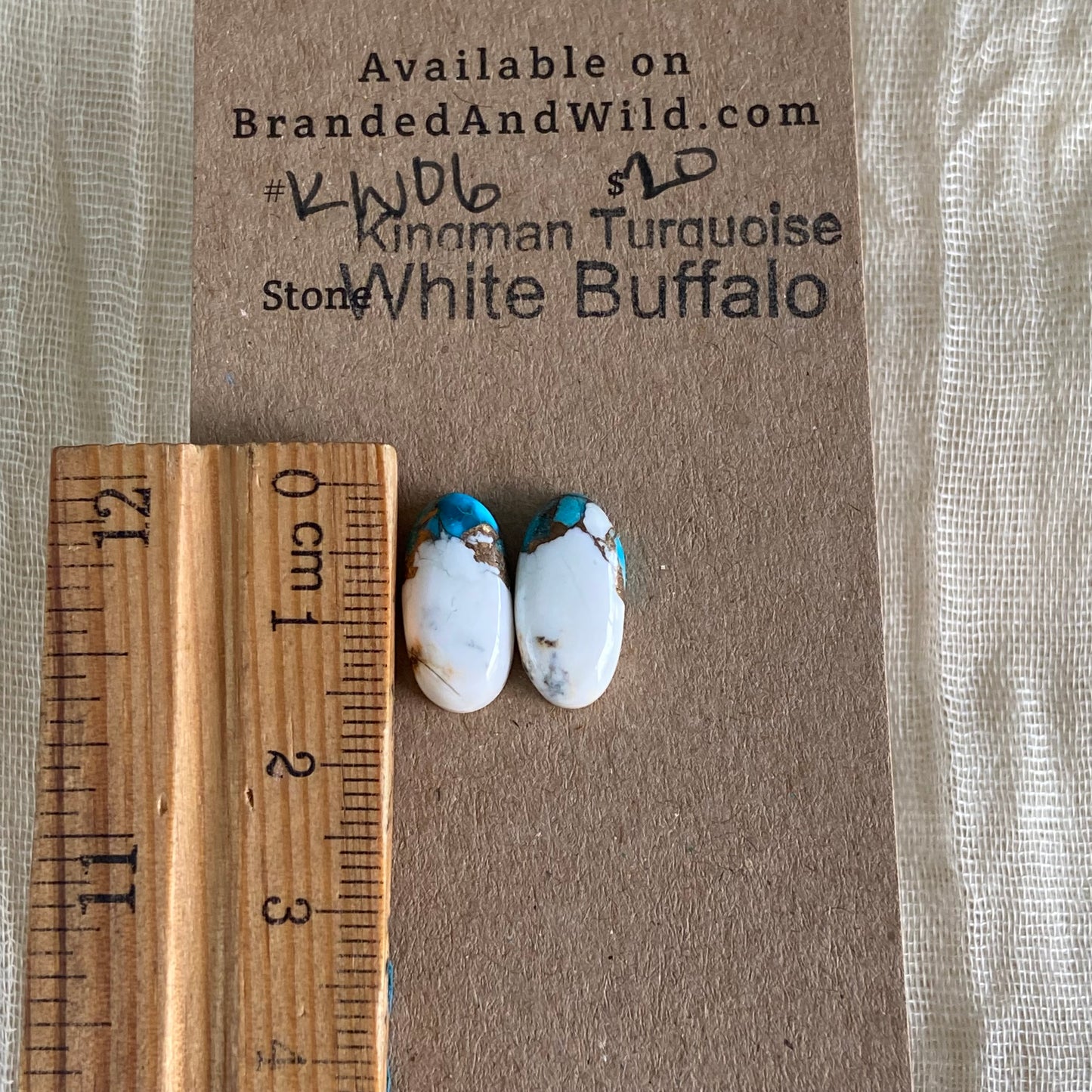 Kingman Turquoise, White Buffalo, Copper Cabochon - KW06