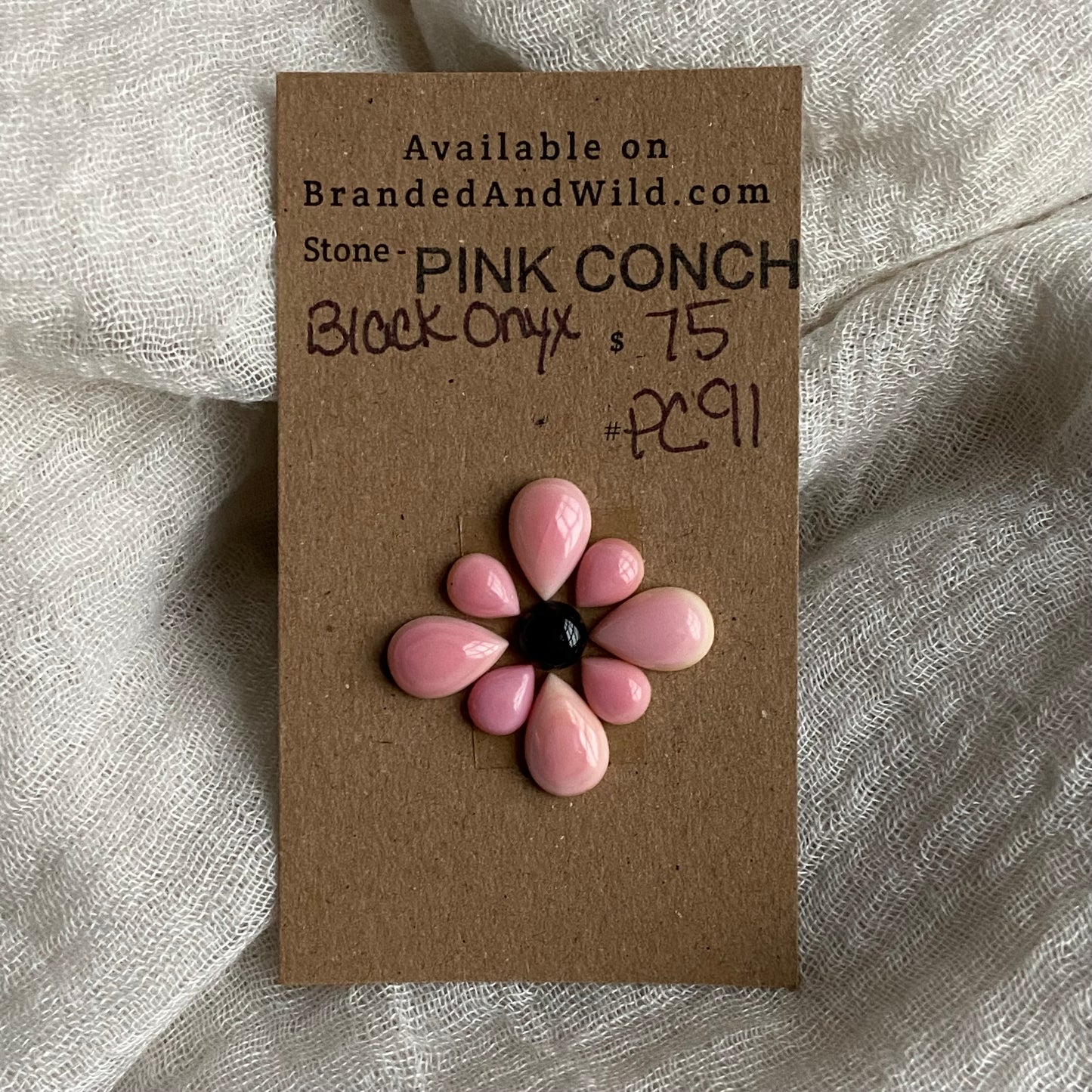 Black Onyx/Pink Conch Cabochon - Mix91