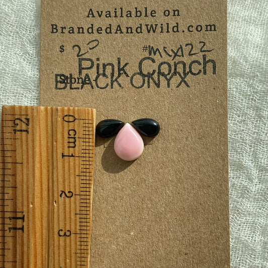 Black Onyx /  Pink Conch Cabochon - Mix121