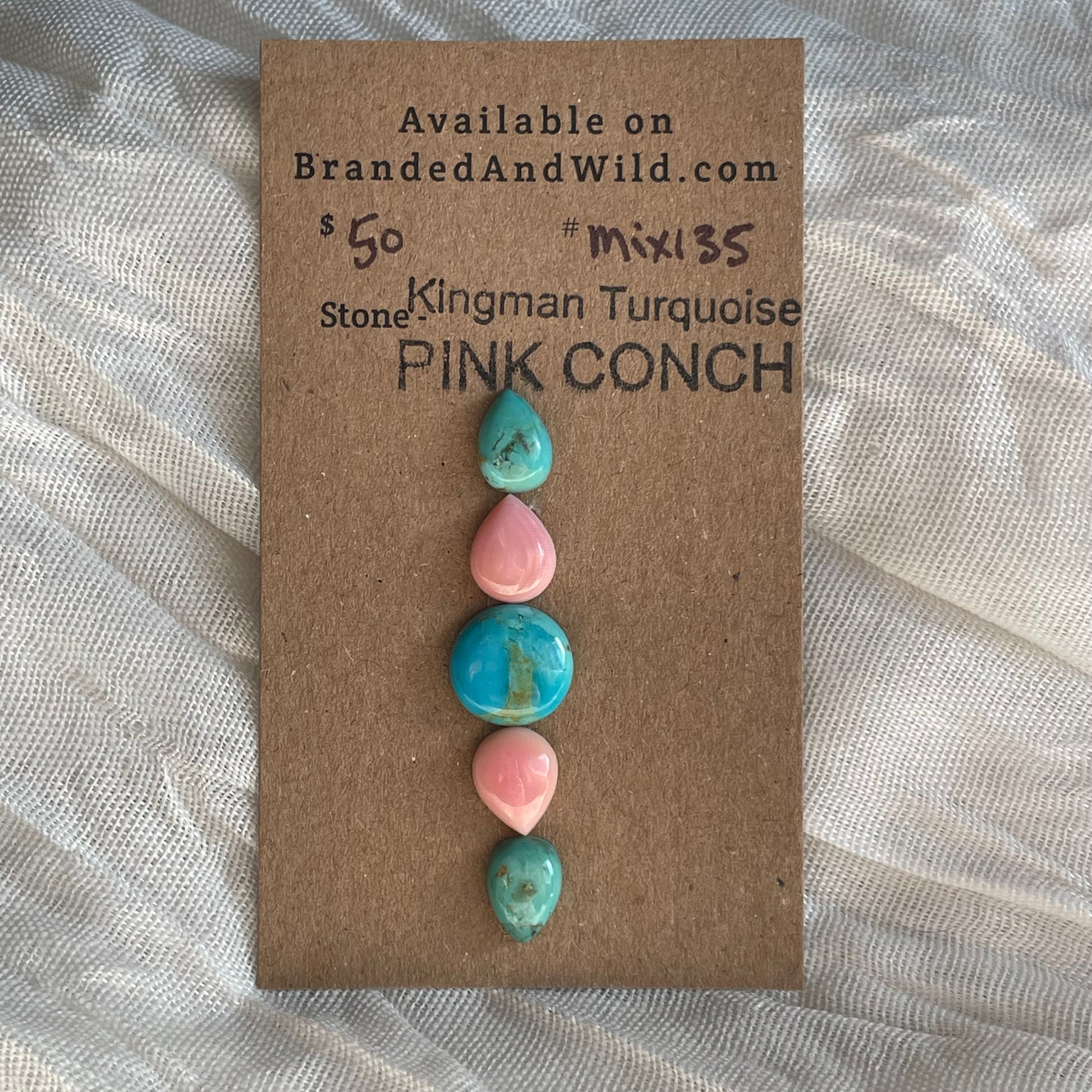 Kingman / Pink Conch Cabochon - MIX135 A59BE75A-87A4-45AD-AD9C-DCBF38214136 Brandedandwild.com