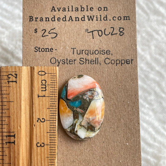 Turquoise, Oystershell, Copper Cabochon - TOC28 A5BBB075-455F-4E7B-BE1F-7D62C799C52D Brandedandwild.com