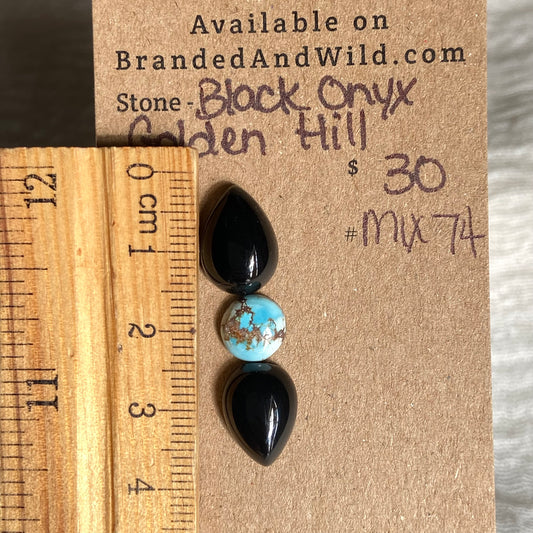 Black Onyx / Golden Hill Cabochon - MIX74