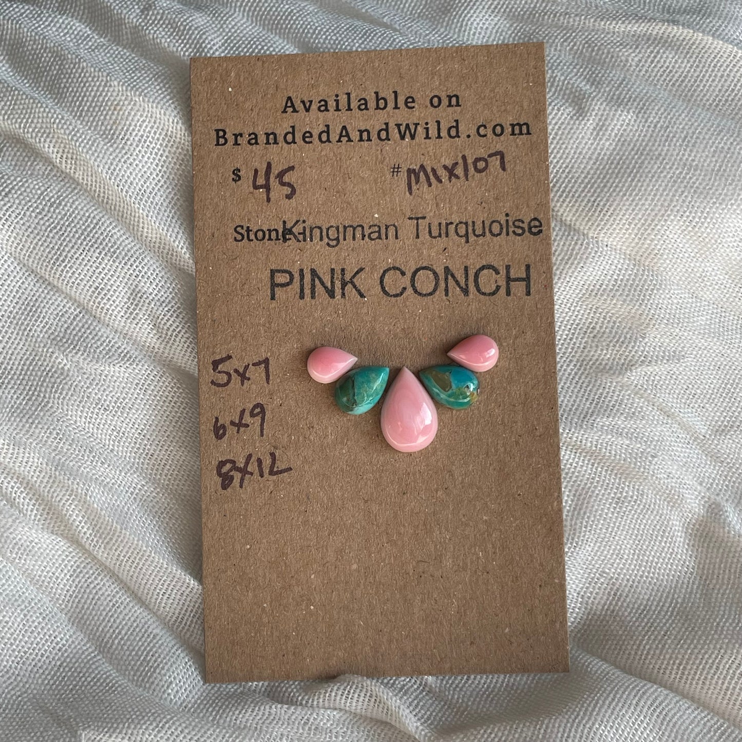 Kingman / Pink Conch Cabochon - MIX107 A6487A0F-209D-48EA-9D95-16DB17F88417 Brandedandwild.com