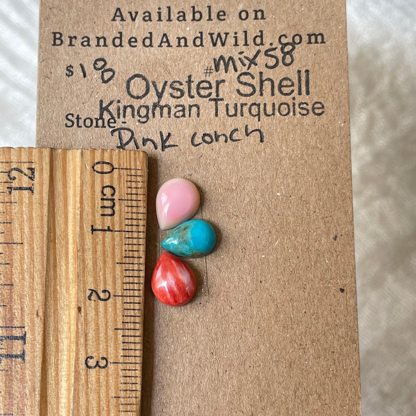 Kingman / Oyster Shell / Pink Conch Cabochon - Mix58 A6B9EB6D-3A07-48B8-9E09-38DD61DE1B92 Brandedandwild.com
