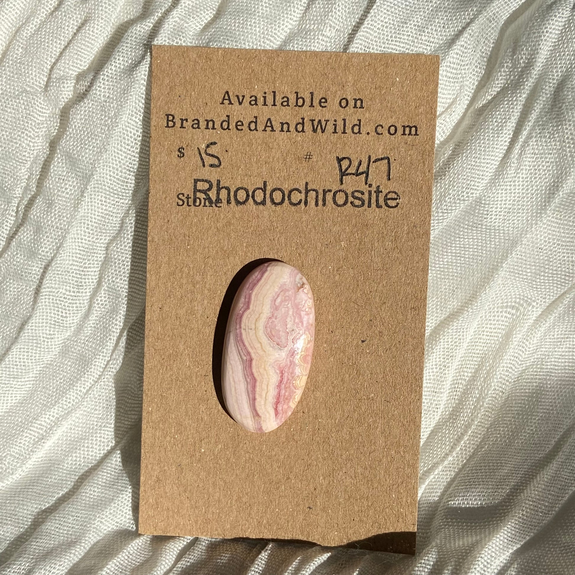 Rhodochrosite Cabochon - R47 A71E00C3-CAB9-4812-862D-E8FF77181AB5 Brandedandwild.com