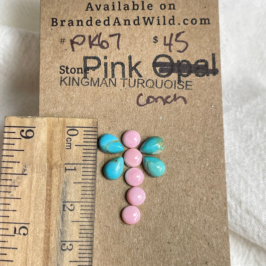 Pink Conch / Kingman Turquoise Cabochon - PK67 A77FF0B8-0728-4DBB-A175-D4018B4BC2AA Brandedandwild.com