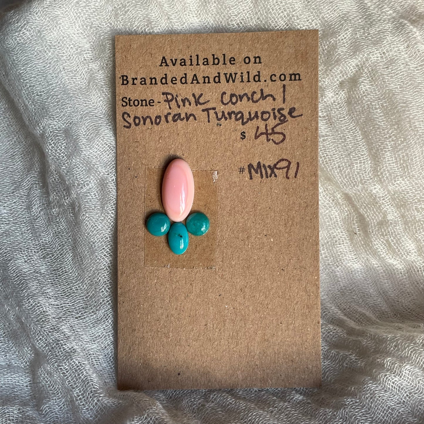 Turquoise / Pink Conch Cabochon - MIX91 A7BD629C-D3C9-4516-909C-285734178283 Brandedandwild.com