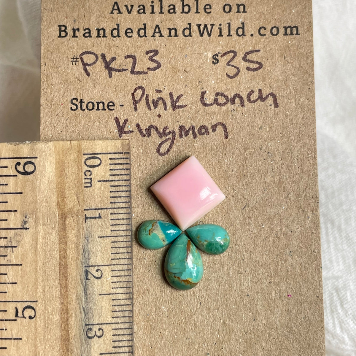 Pink Conch / Kingman Turquoise Cabochon - PK23