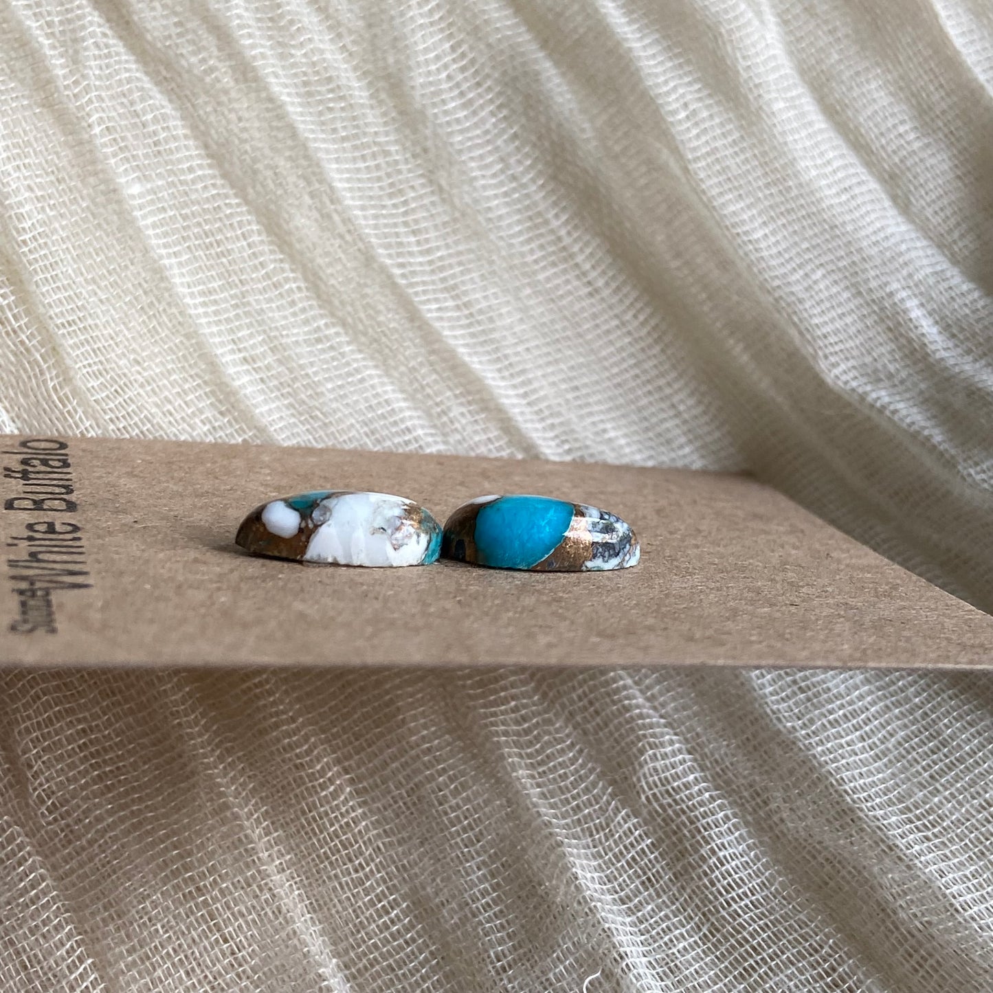 Kingman Turquoise, White Buffalo, Copper Cabochon - KW01