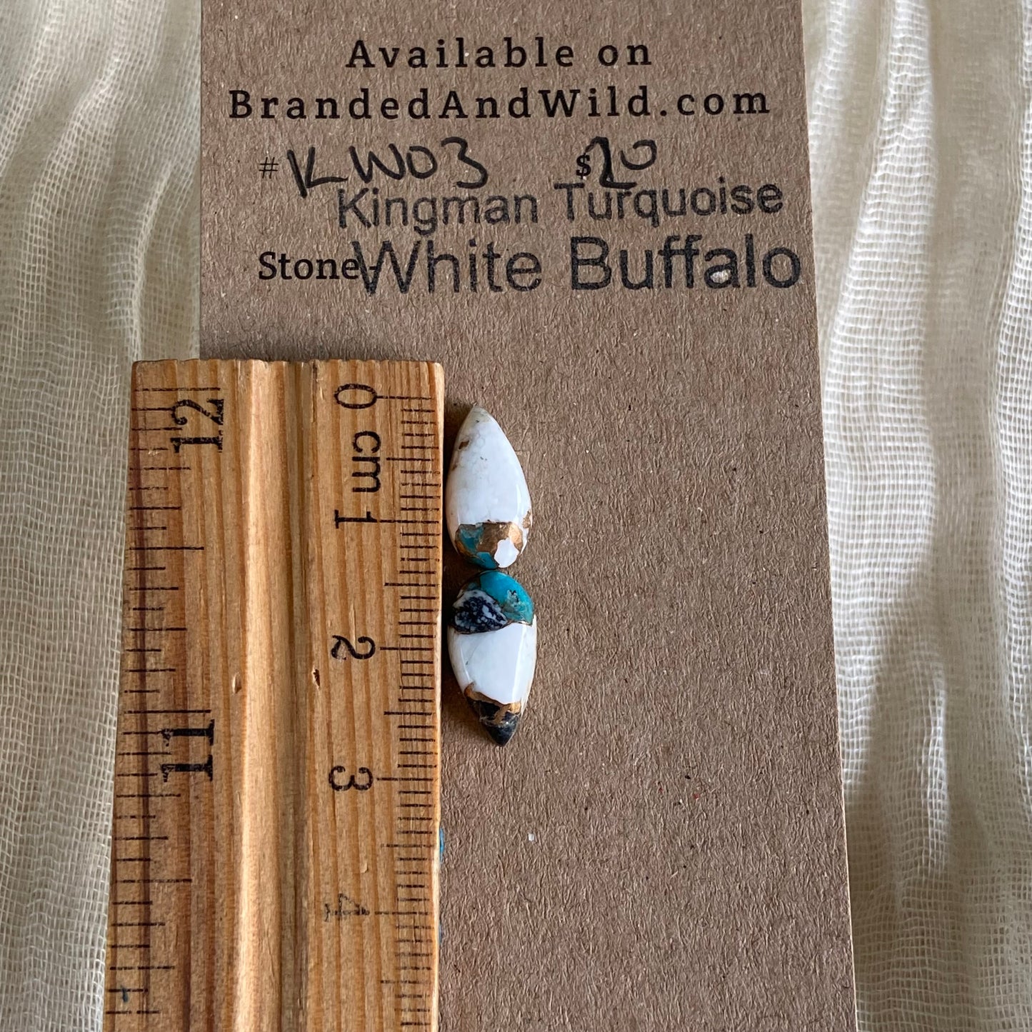 Kingman Turquoise, White Buffalo, Copper Cabochon - KW03