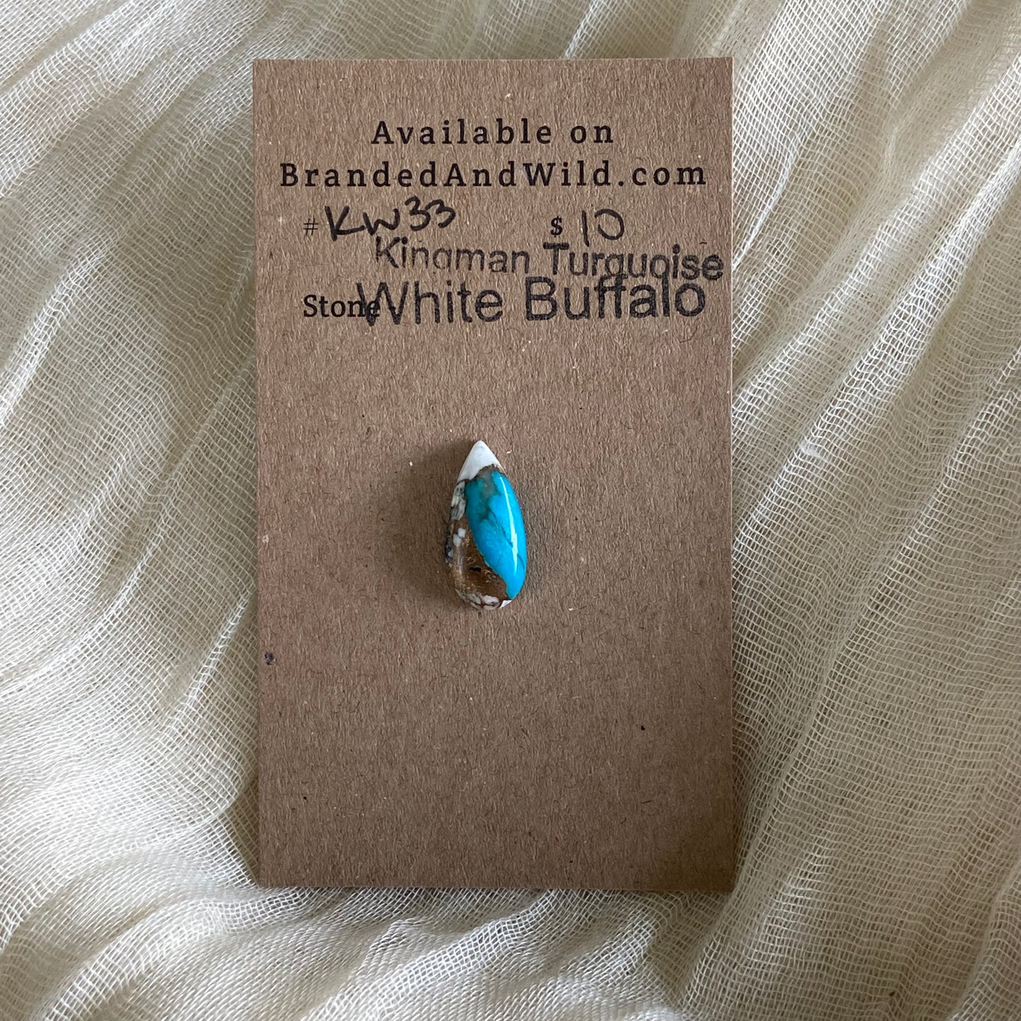 Kingman Turquoise, White Buffalo, Copper Cabochon - KW33