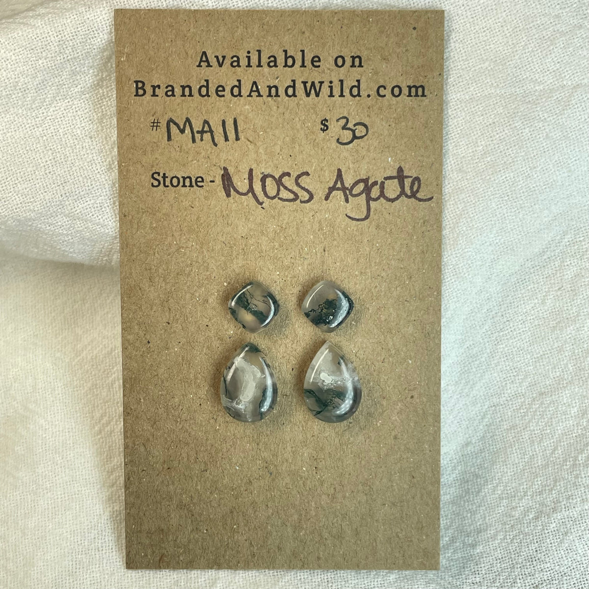 Moss Agate Cabochon - MA11 A9BFB3DC-5B7C-4438-9500-122C9FC665D1 Brandedandwild.com