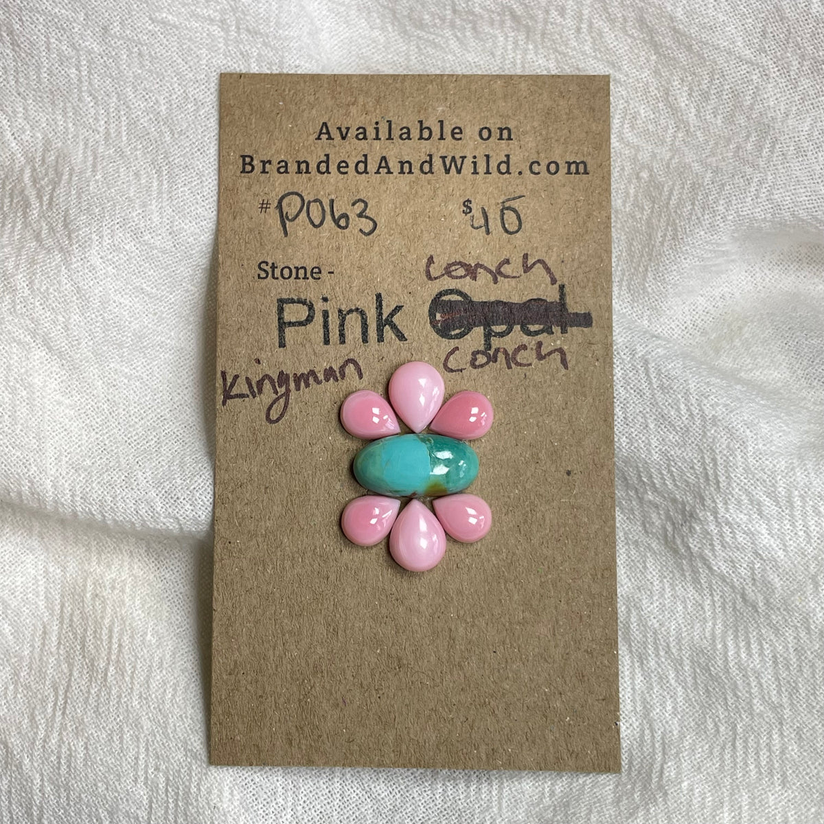 Pink Conch / Kingman Turquoise Cabochon - PK63