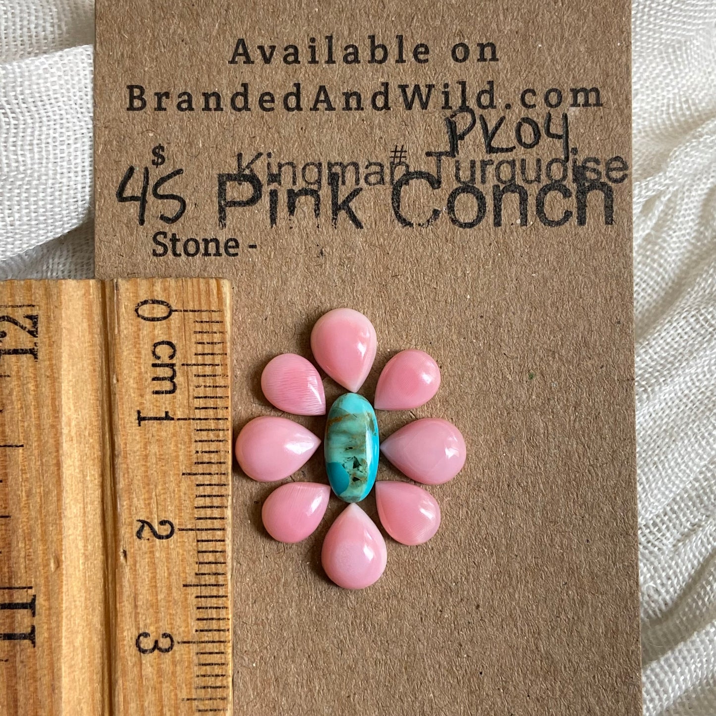 Pink Conch / Kingman Turquoise Cabochon - PK04 AB155BA8-D4F7-45A5-836E-C71FEA389ED9 Brandedandwild.com