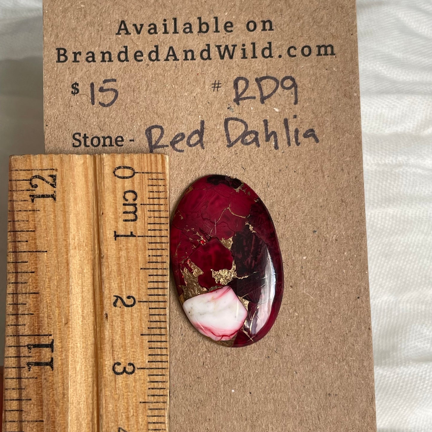 Red Dahlia Cabochon - RD9 ABFBF282-7839-4A9E-8808-BAE6B90486B0 Brandedandwild.com
