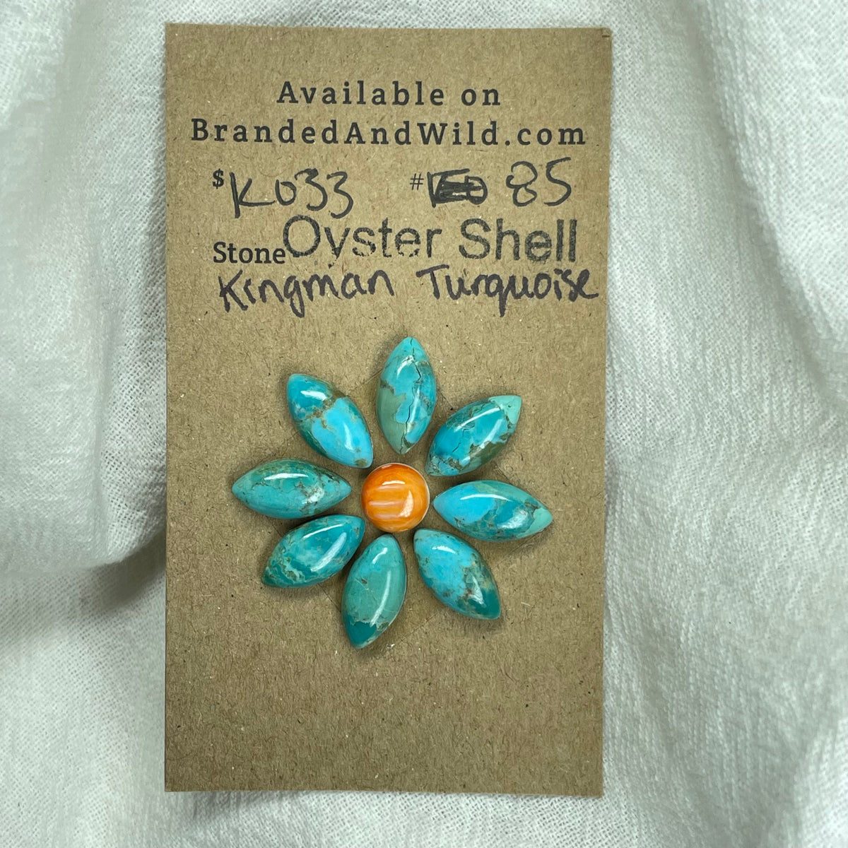 Oystershell - Kingman Turquoise Cabochon - K033 AC4D26C6-AED2-45E4-9F85-4D081E99D818 Brandedandwild.com