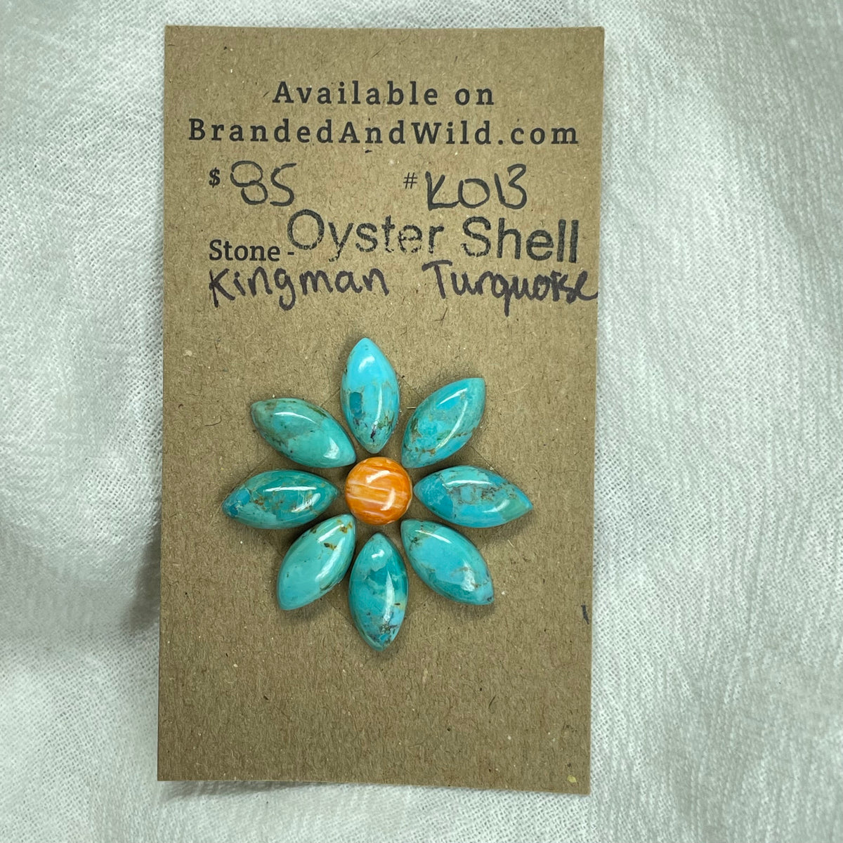 Oystershell - Kingman Turquoise Cabochon - K013 AC83A992-742F-4605-87F4-85D9EEB2A37F Brandedandwild.com