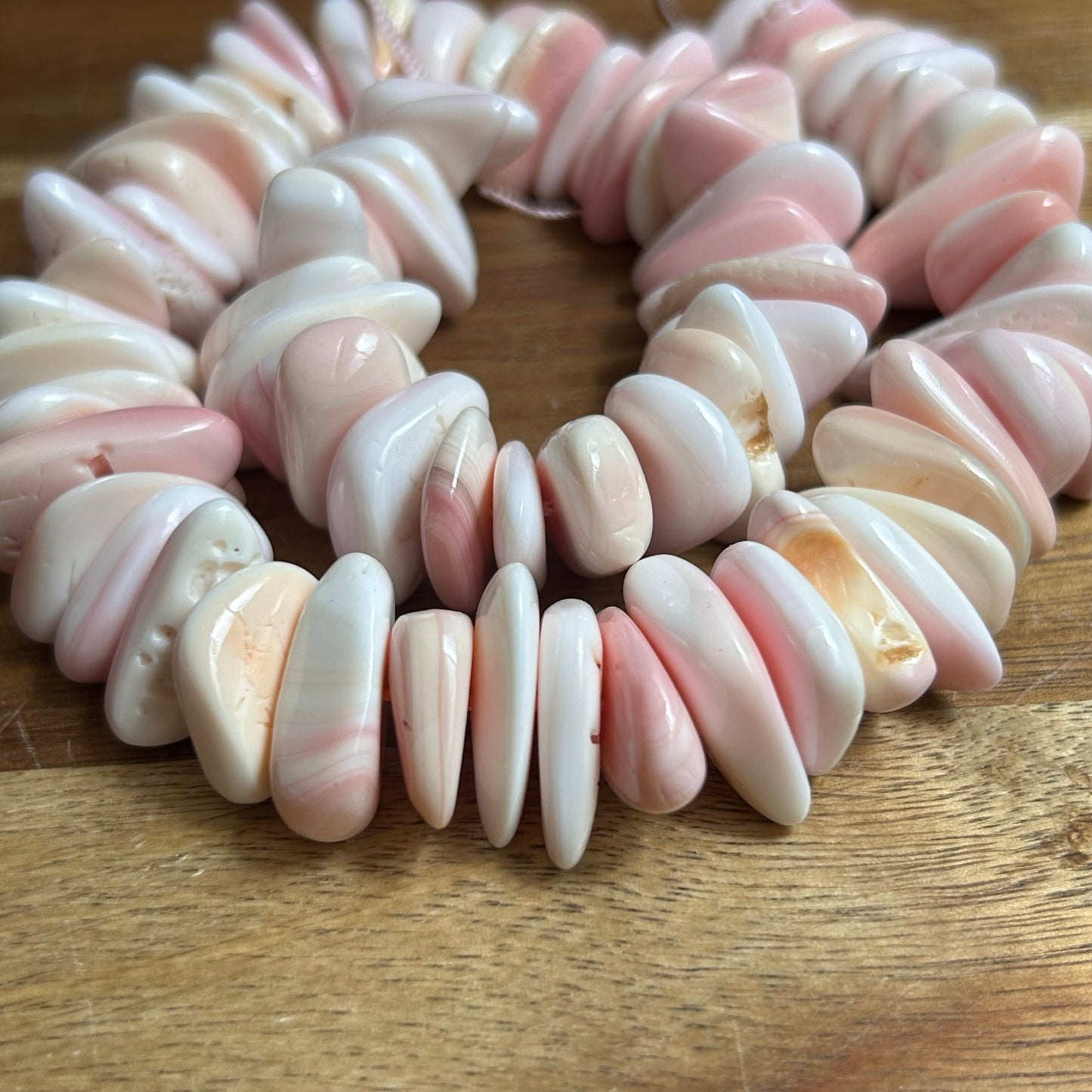 Pink Conch Shell Chips Beads 16 inches