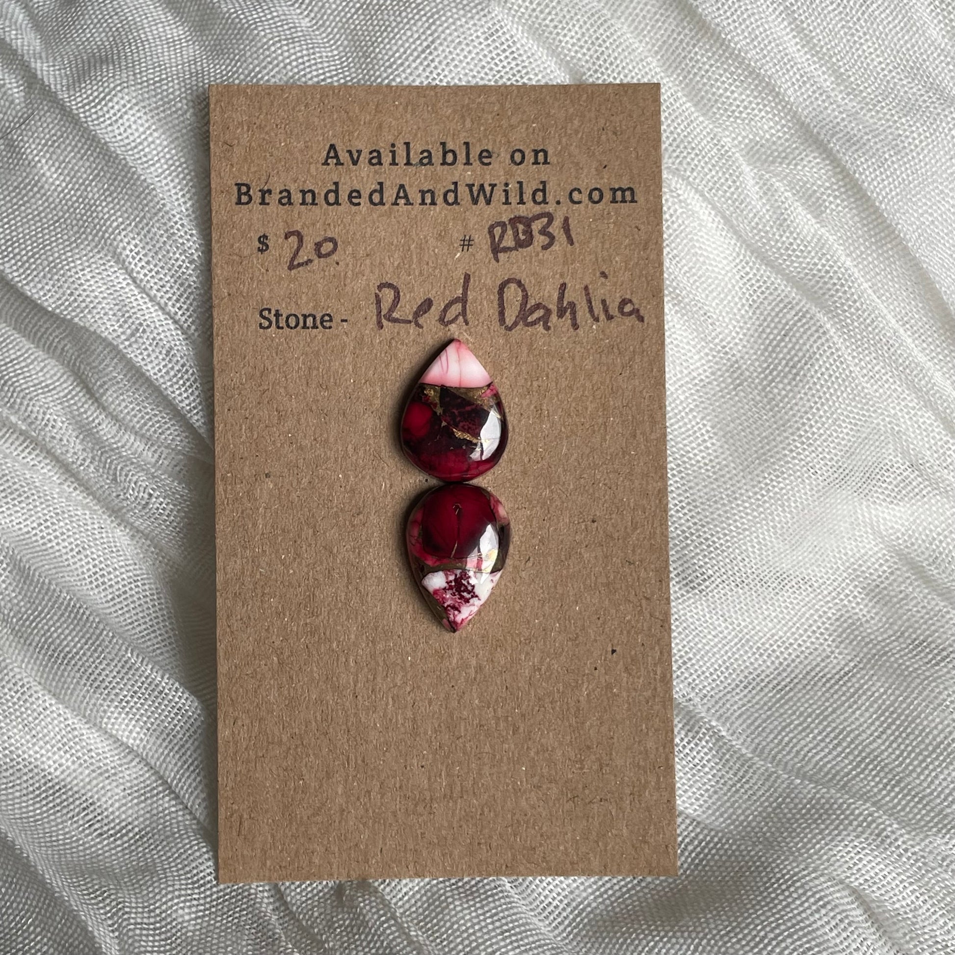 Red Dahlia Cabochon - RD31 ACE1FD6B-E1B6-4A54-BA13-9288FBEF1053 Brandedandwild.com