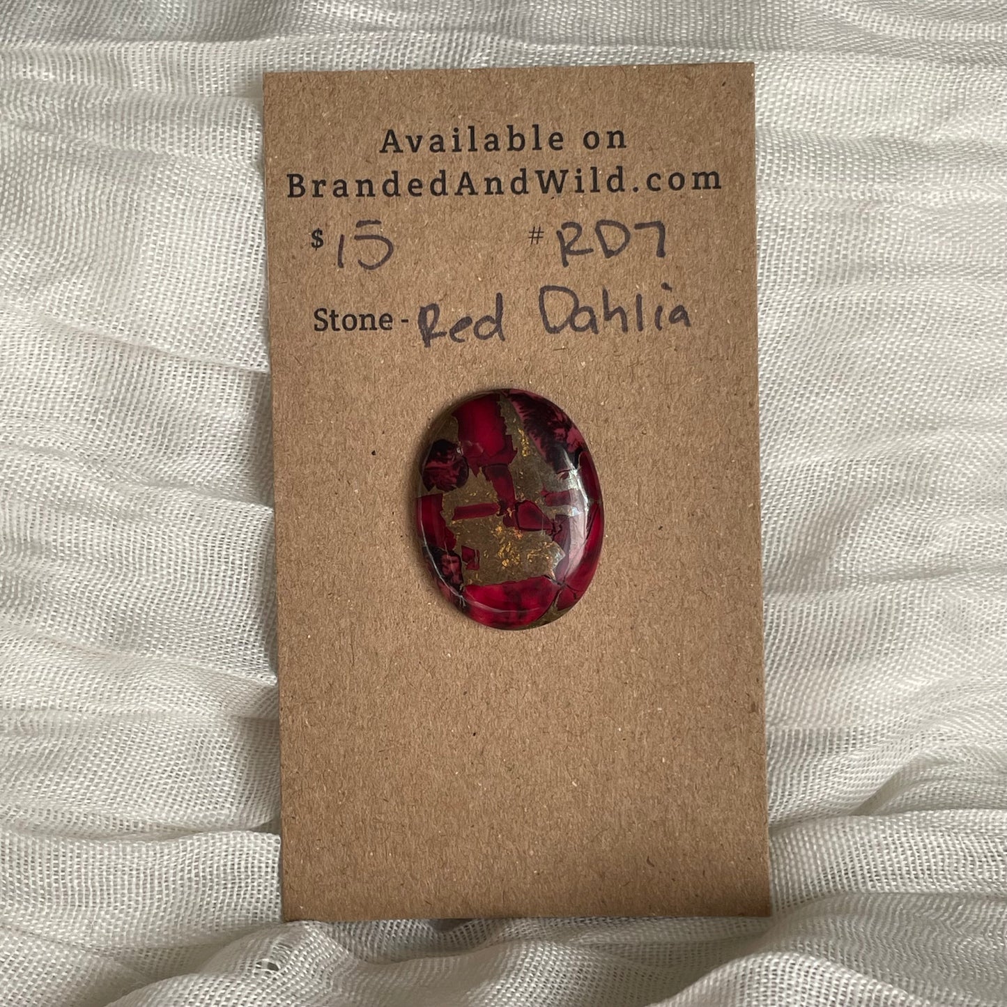 Red Dahlia Cabochon - RD7 AEED5AD4-404A-4312-BF15-9579F49D72F0 Brandedandwild.com