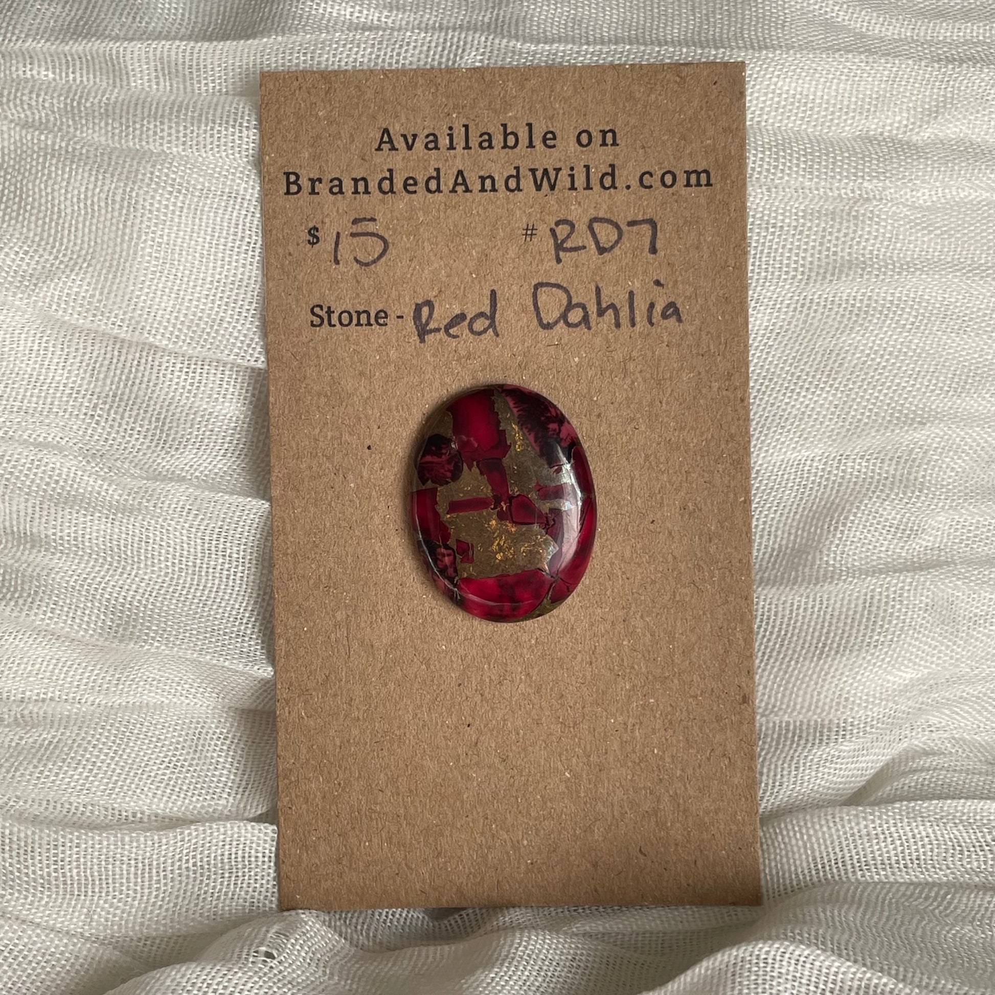 Red Dahlia Cabochon - RD7 AEED5AD4-404A-4312-BF15-9579F49D72F0 Brandedandwild.com