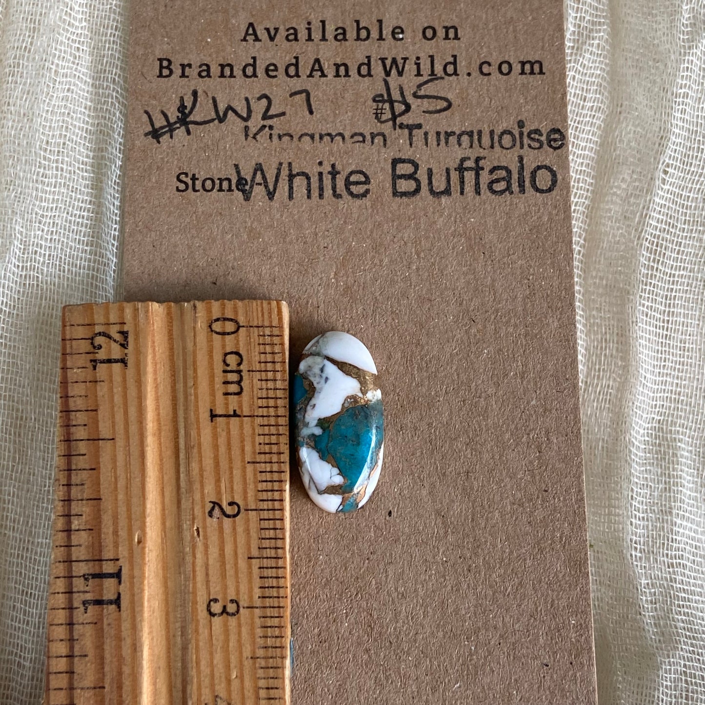 Kingman Turquoise, White Buffalo, Copper Cabochon - KW27