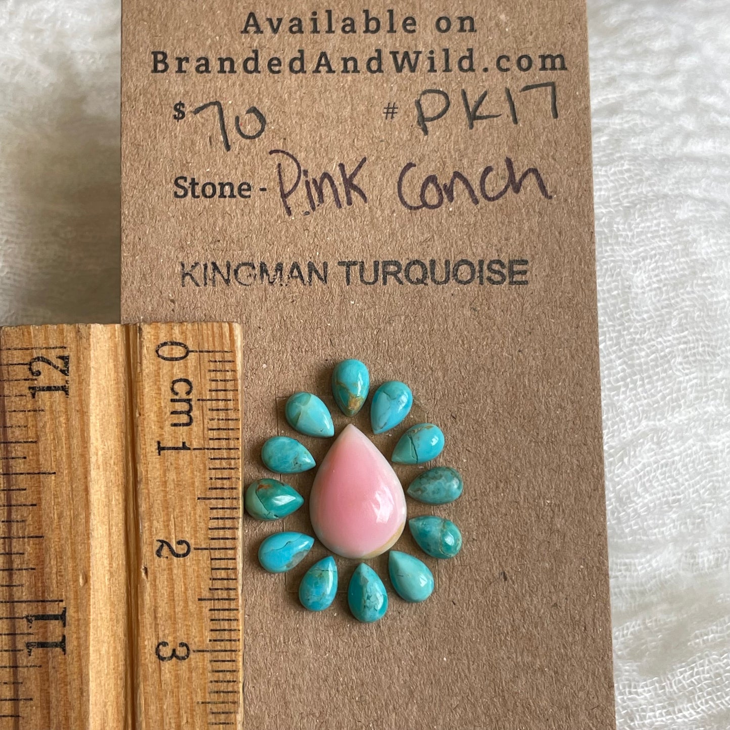 Pink Conch / Kingman Turquoise Cabochon - PK17