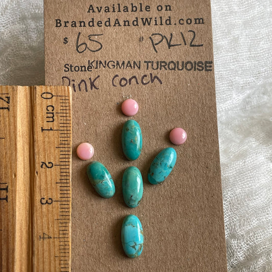Pink Conch / Kingman Turquoise Cabochon - PK12